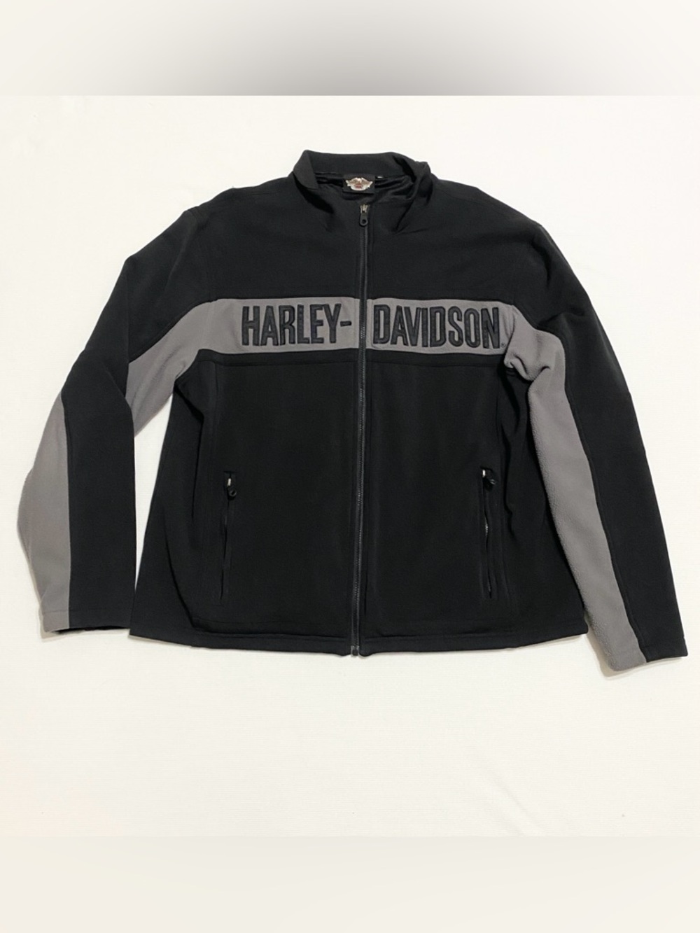 Harley-Davidson Men’s Black & Gray Logo Full Zip Moto Fleece Jacket